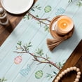 thumbnail image 3 of Easter Bunny Table Runner 108 Inches, Easter Eggs Spring Farmhouse Wood Grain Teal Blue Bed Runner Dresser Scarves Tabletop for Indoor Outdoor Parties/Ceremony/Banquet, 13"x 108", 3 of 8
