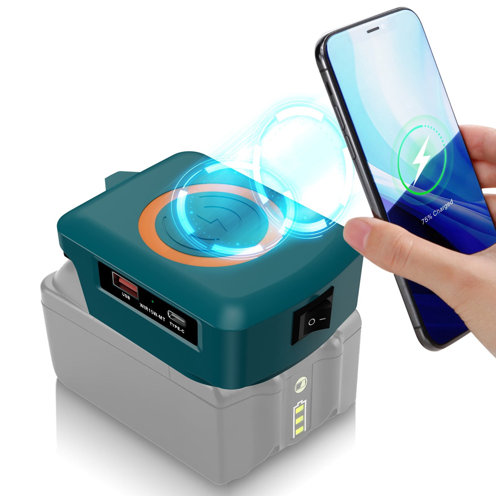 yaaqii 15W Mobile Phone Wireless Charger Adapter for BL1830 BL1815 BL1840 18V Battery