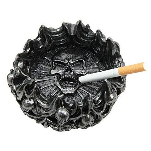 Atlantic Collectibles Arch Devil Skull Face Fire Hell Bone Spiral Cigaretter Ashtray Resin Figurine