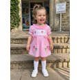 thumbnail image 6 of Cjfdfy Kids Toddler Baby Girls Back to School Dress Pre Kindergarten Outfits Bbay Girls First Day of School Outfit Apple Embroidery Cute Bow Short Sleeve Plaid Dress Toddler Summer Fall Dress, 6 of 9