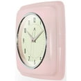 thumbnail image 3 of Infinity Instruments Retro Sqaure Rose Blush Pink Plastic 9.25-inch Analog Wall Clock, 3 of 7