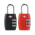 thumbnail image 1 of 2pcs TSA-335 TSA Approved Security Luggage Padlock 3-Digit Combination Password Lock Padlock (Red+Black), 1 of 4