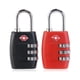 thumbnail image 1 of Candado de seguridad para equipaje TSA-335 (2 unidades), aprobado por la TSA, con combinación de 3 dígitos y contraseña (rojo y negro)., 1 of 5