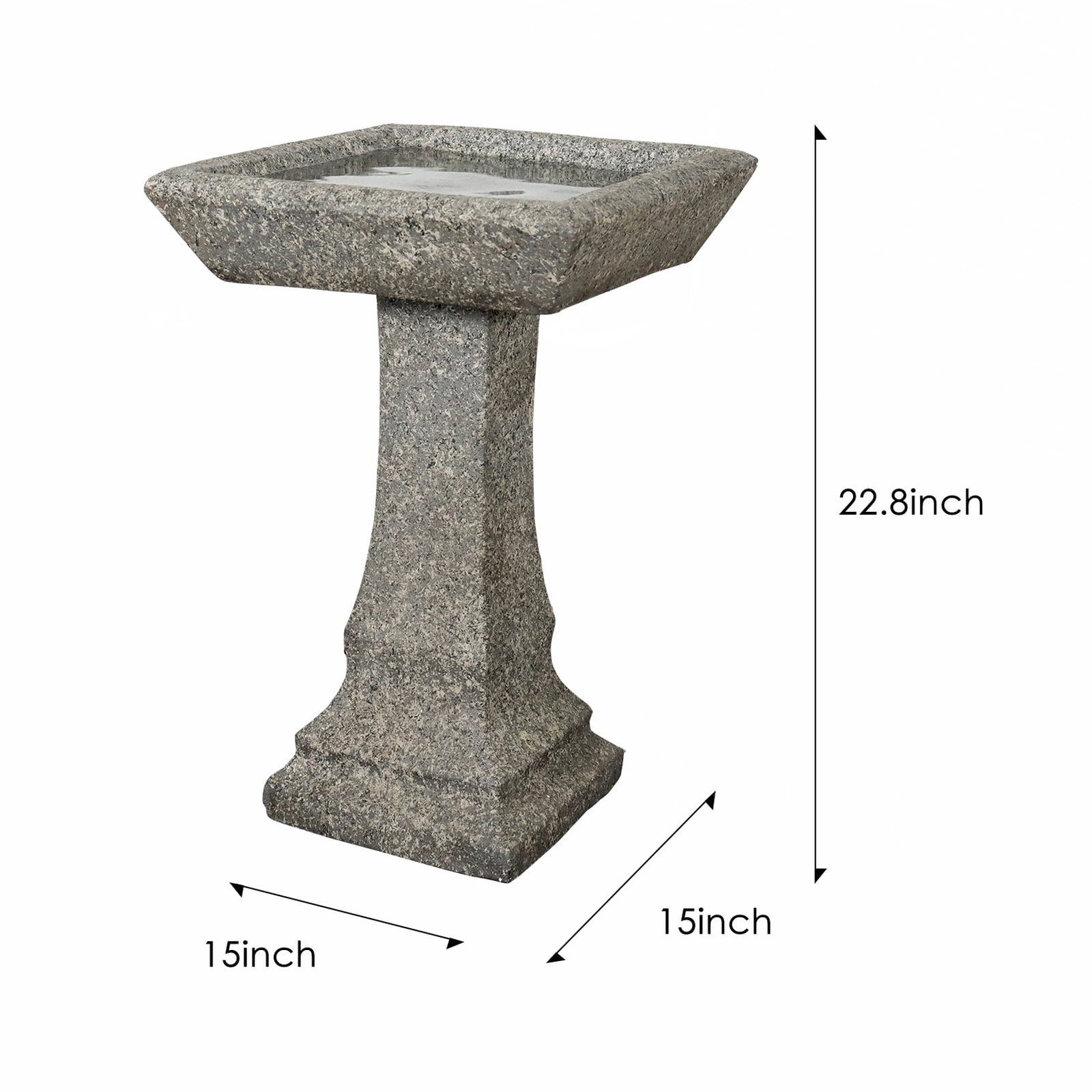 Hamiedun 22.8" H Rustic Birdbath Freestanding Square Bird Bath with Faux Wood Finish for Garden Lawn Backyard Patio Porch Decor