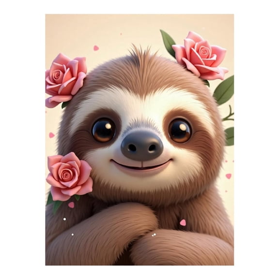 Diamond Art Kit for Adults, Rose Pink Sloth Print No.44 Diamond Painting for Adults Beginners, 5D DIY Diamond Art Painting Kits, Colorful Diamond Painting Craft for Home Decor 12x16