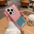 thumbnail image 5 of Case Compatible for iPhone 15 Plus, Bling Sparkly Two-color Glitter Drip Luxury Shiny Sparker Shell, Protective 3 Layer Hybrid Anti-Slick Slim Soft Shockproof Anti-fall Cover,D, 5 of 14