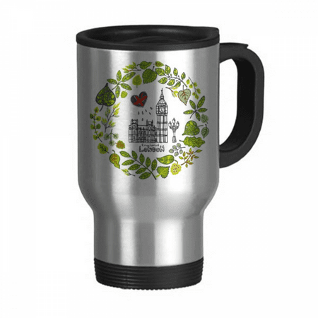 

Big Ben London England Illustration Travel Mug Flip Lid Stainless Steel Cup Car Tumbler Thermos