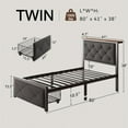 thumbnail image 3 of Honfach Twin Bed Frame with Storage Drawer, Linen Upholstered Headboard Platform Bed with Charging Station, No Box Spring Required, Quiet Operation, Easy Assembly, Gray, 3 of 9