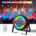 thumbnail image 1 of 7 LED Par Stage Light, 48 SMD LED Light Bulbs DJ Light with Strip, DMX512 Sound Activated Uplighting Lights for Wedding Party Halloween Decoration, 1 of 7