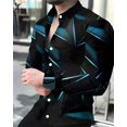 thumbnail image 1 of Camisas hawaianas de manga larga con estampado geométrico 3D, camisa de playa para hombre, blusas de moda con solapa, blusa abotonada de un solo pecho, blusas sociales, 1 of 6
