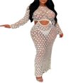 thumbnail image 1 of Robe Longue en Tricot à Manches Longues pour Plage d'Été, 1 of 7