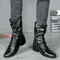 thumbnail image 7 of Santimon Men Boots Fashionable Motorcycle Boots Rivet Buckle Casual Boots Intersect Black US 5.5, 7 of 7