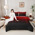 thumbnail image 4 of jejeloiu Minimalism Geometric Strips Twin Comforter Sets,Red Black Bedding Set For Adults Reversible 2pcs, 4 of 8