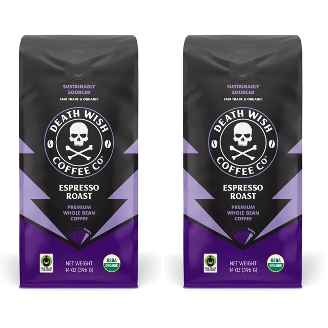 Café tostado Coffee Death Wish en grano entero, 400 g (paquete de 2)