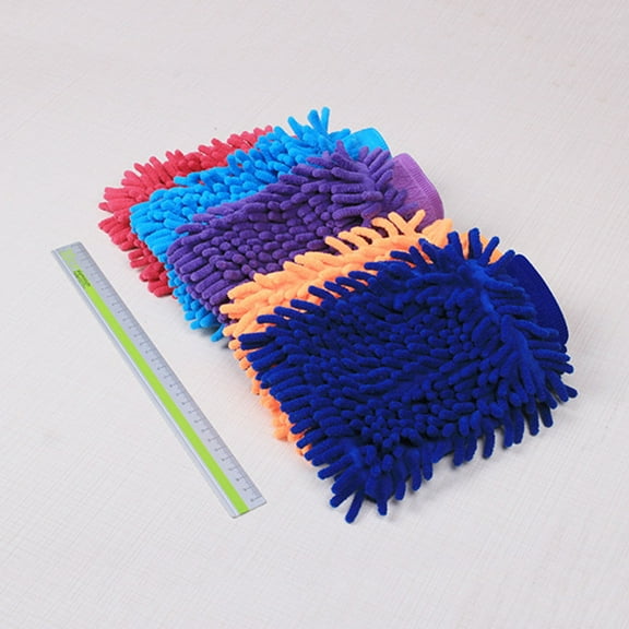 HAMPPLIES Scratch Chenille Microfiber Car Wash Mitt Cleaning Glove For Cars Suvs Trucks Convenient Rose Red