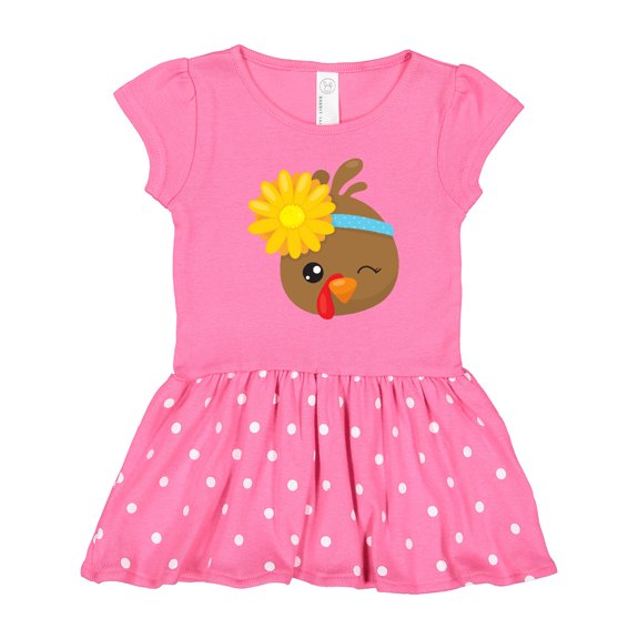 Inktastic Thanksgiving Turkey, Turkey With Sunflower Girls Toddler Dress