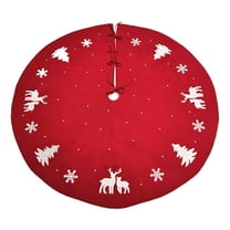 Mouliraty Christmas Tree Skirt - 48 Inch Red Felt with Reindeer and Snowflake Pattern - Festive Home Décor, Christmas Tree Decorations