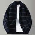 thumbnail image 2 of Men's Sweater Coat Long Sleeve Mock Neck Zip Up Color Block Textured Chunky Knit Cardigan Jacket Navy 2XL, 2 of 7