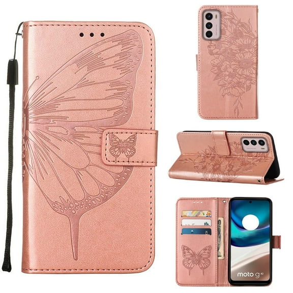 For Motorola Moto G42 Embossed Butterfly Flip Leather Phone Case