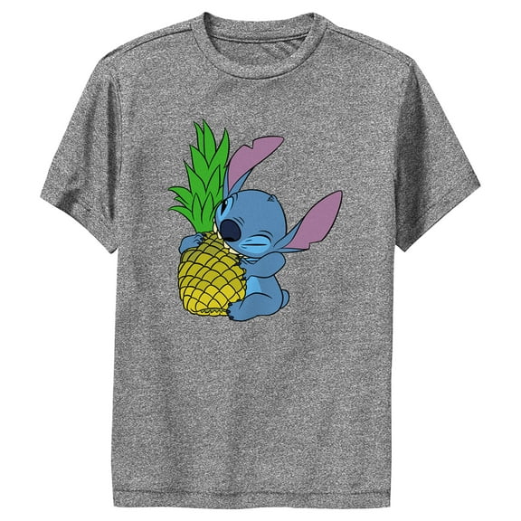 Boy's Lilo & Stitch Pineapple Lover Stitch Performance Graphic Tee Charcoal Heather Medium