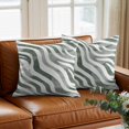 thumbnail image 3 of Abstract Lines Throw Pillow Cover White Green Water Ripple Modern Art Cotton Linen Cushion Cover Throw Pillow Case with Invisible Zipper for Couch Sofa Bed Chair Car 26x26 Inch, 3 of 14