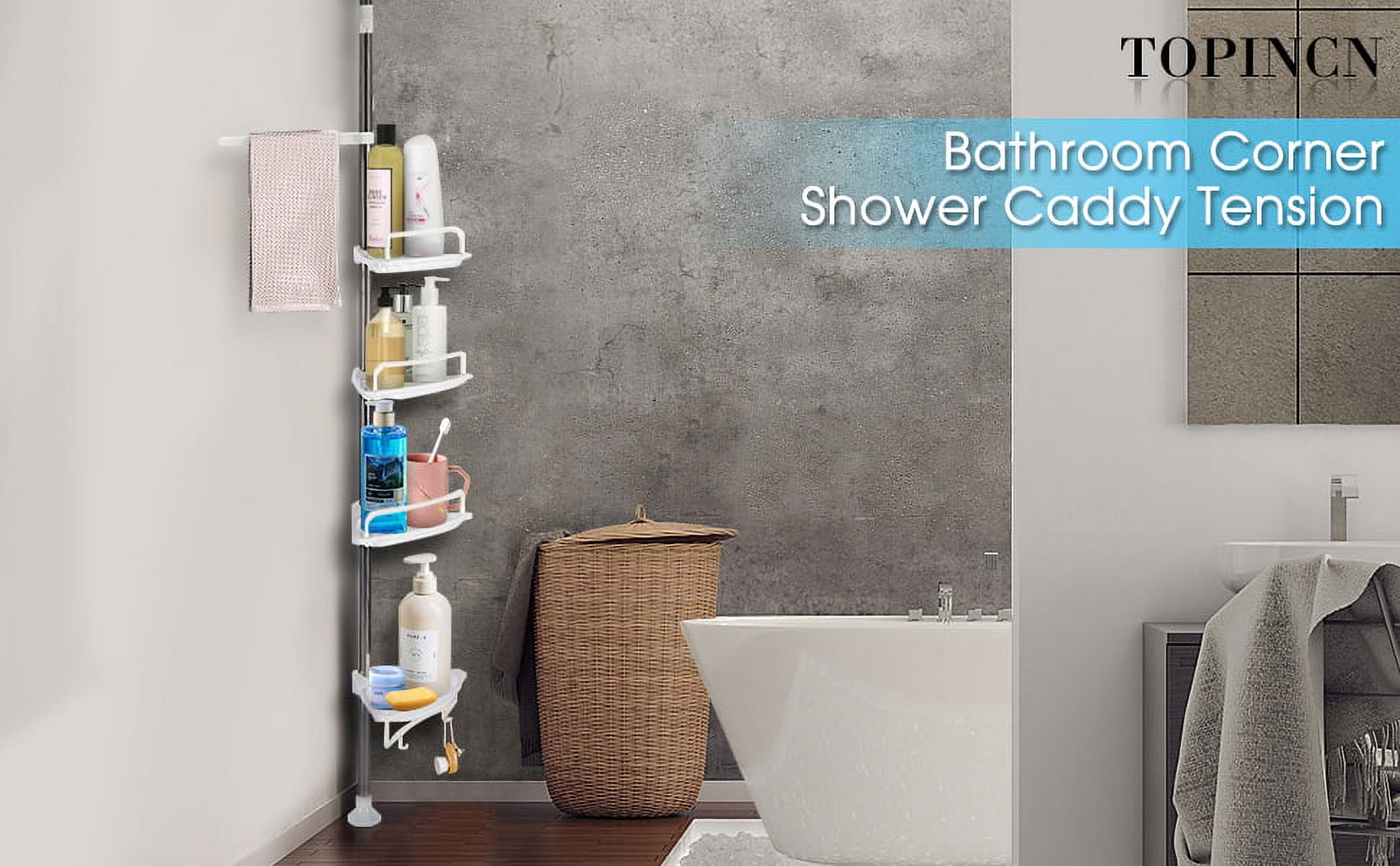 EZFurni Shower Caddy Corner, 4 Layer Shower Organizer, Rustproof Stainless  Shower Shelves, Drill Free Shower Rack, Large Shower Storage and Shower