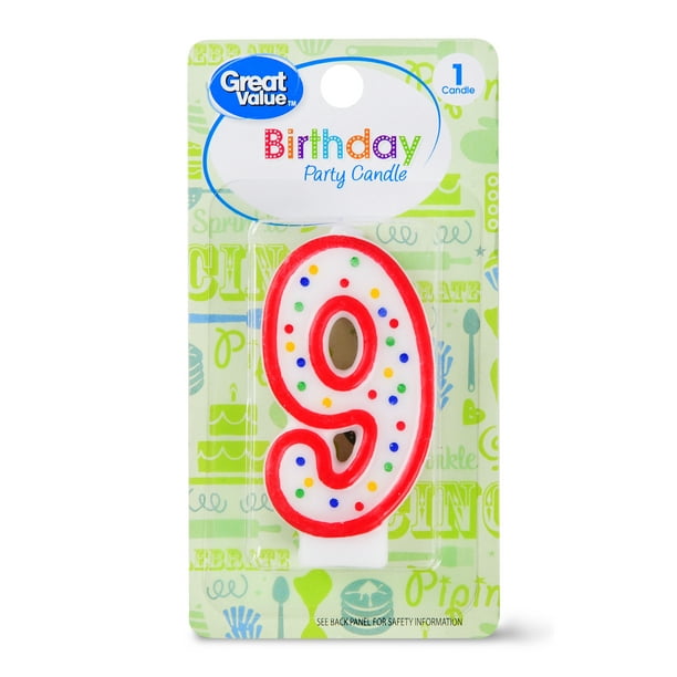 Great Value Birthday Party Candle, Number 9