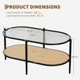 thumbnail image 2 of Garvee 2 Tier Oval Rattan Coffee Table 37.4 x 19.6 x 18.1", with Storage, Black, 2 of 9