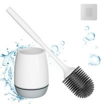 CADOVE Toilet Brush with Ventilated Drying Holder, Silicone Toilet Bowl Brush Bathroom Cleaning Bowl Brush Kit Sturdy Cleaning Toilet Brush, Floor Standing & Wall Mounted Without Drilling
