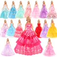 thumbnail image 4 of BARWA 5 Pcs Vêtements de Poupée Faits à la Main Robes de Mariée Robes de Fête pour Poupées de 11,5 Pouces, 4 of 4