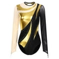 thumbnail image 4 of Xnihocha Women Long Sleeve Keyhole Back Gymnastics Leotard Ballet Bodysuit Stage Performance Gold M, 4 of 7