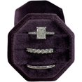thumbnail image 1 of Velvet Treasures Engagement Ring Box - Vintage 3 Slot Octagon Jewelry Box for Wedding Ceremony, Display & Storage, Dark Purple, 1 of 3