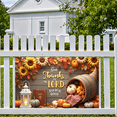 thumbnail image 3 of Wood Background Thanksgiving Banner Harvest Theme Sunflowers Decorative Pumpkin for Fall Decoration Church Event Party, 3 of 9
