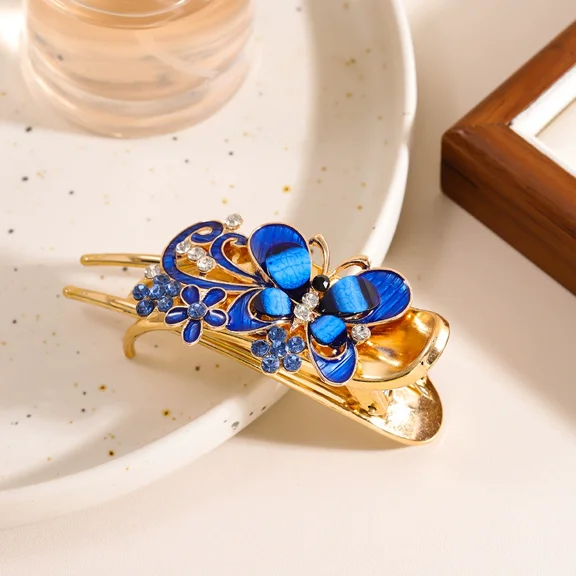 WHAMVOX Rhinestones Butterfly Flower Hair Accessories Crystal Barrette Flower Hair Clips for Women Girls Wedding Hair Styling Tools