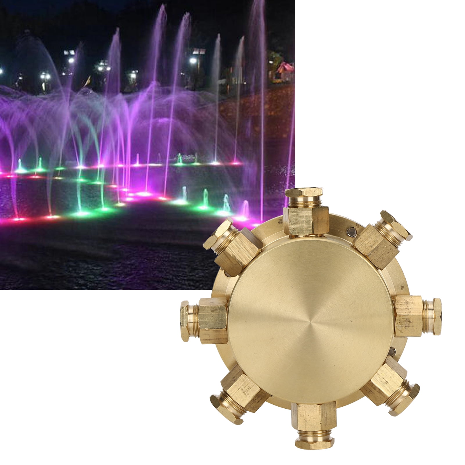 Yajisi 8-Hole Waterproof Underwater Junction Box for Outdoor Equipment Light, Alloy Copper Material 5.5 inches / 14 cm Diameter, Heavy Duty Electrical Box for Garden Fountain and Tunnel