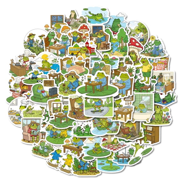 56-Piece Fun Sticker Pack With 56 Cartoon Frog Daily Doodle Stickers For Water Bottles Luggage Laptop And Phone Cases, Sunproof Fade Resistant Premium Pvc Material For Long