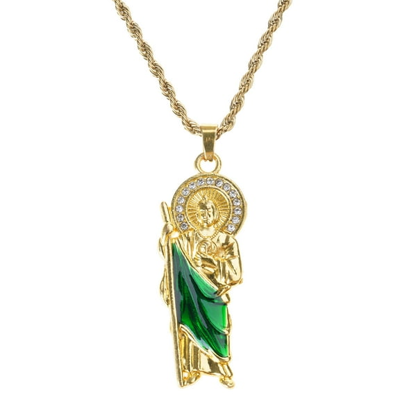 Devotional Saint. Jude Charm Necklace Gold Color Neckchain Jewelry for Believers