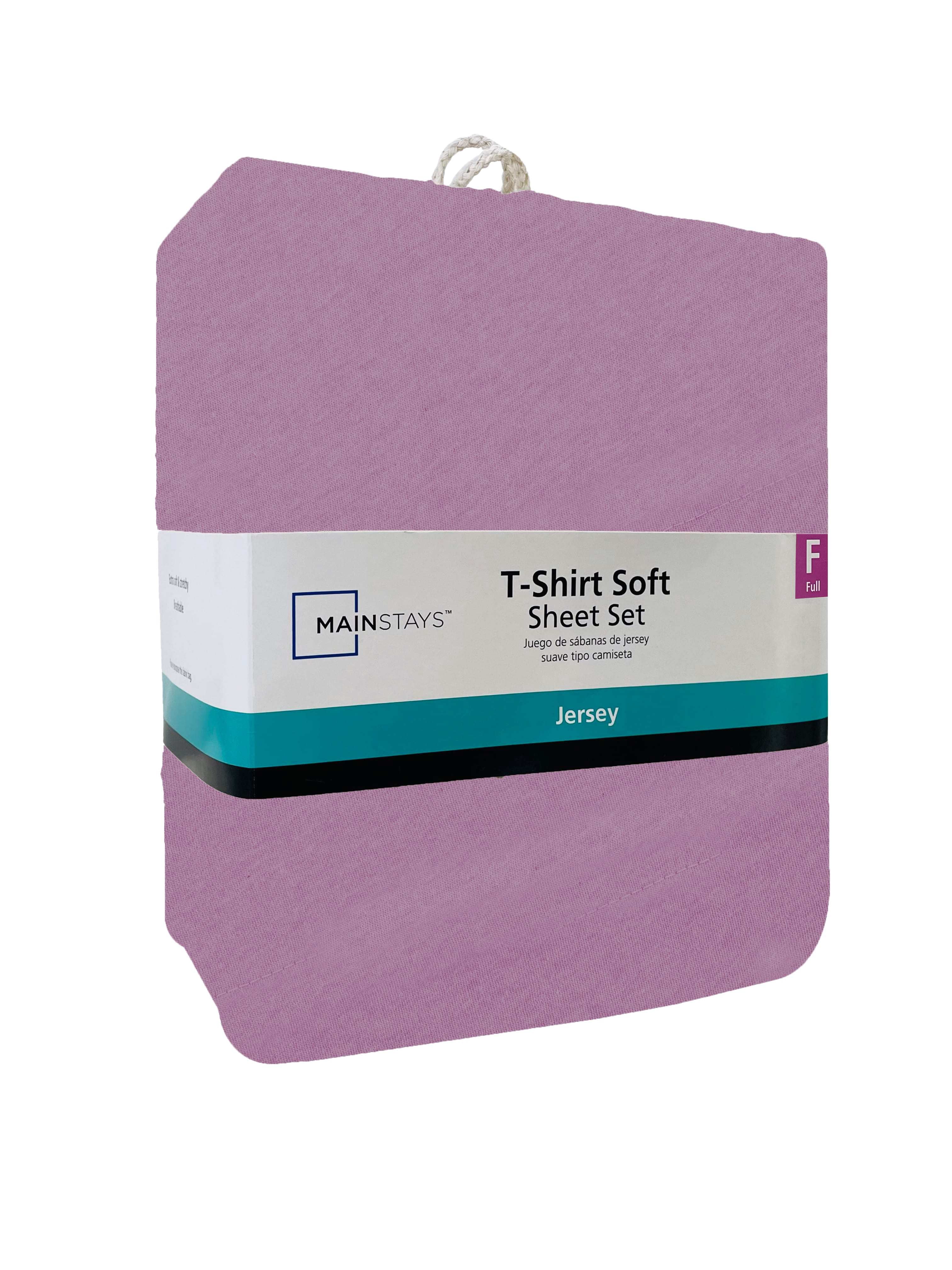 Mainstays Cotton Rich Extra Soft Jersey Bed Sheet Set, Full, Lilac Bloom, 4 Pieces