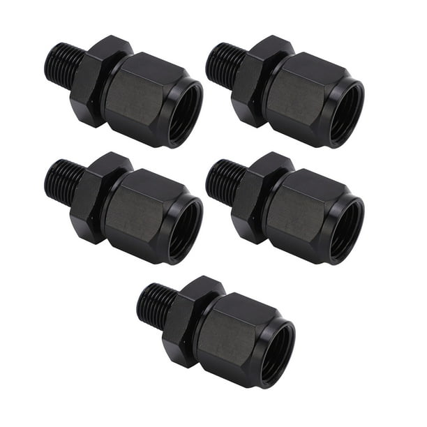 1/4 NPT to 6AN Fitting Male Straight Fittings Adapter Aluminum Black 2Pcs