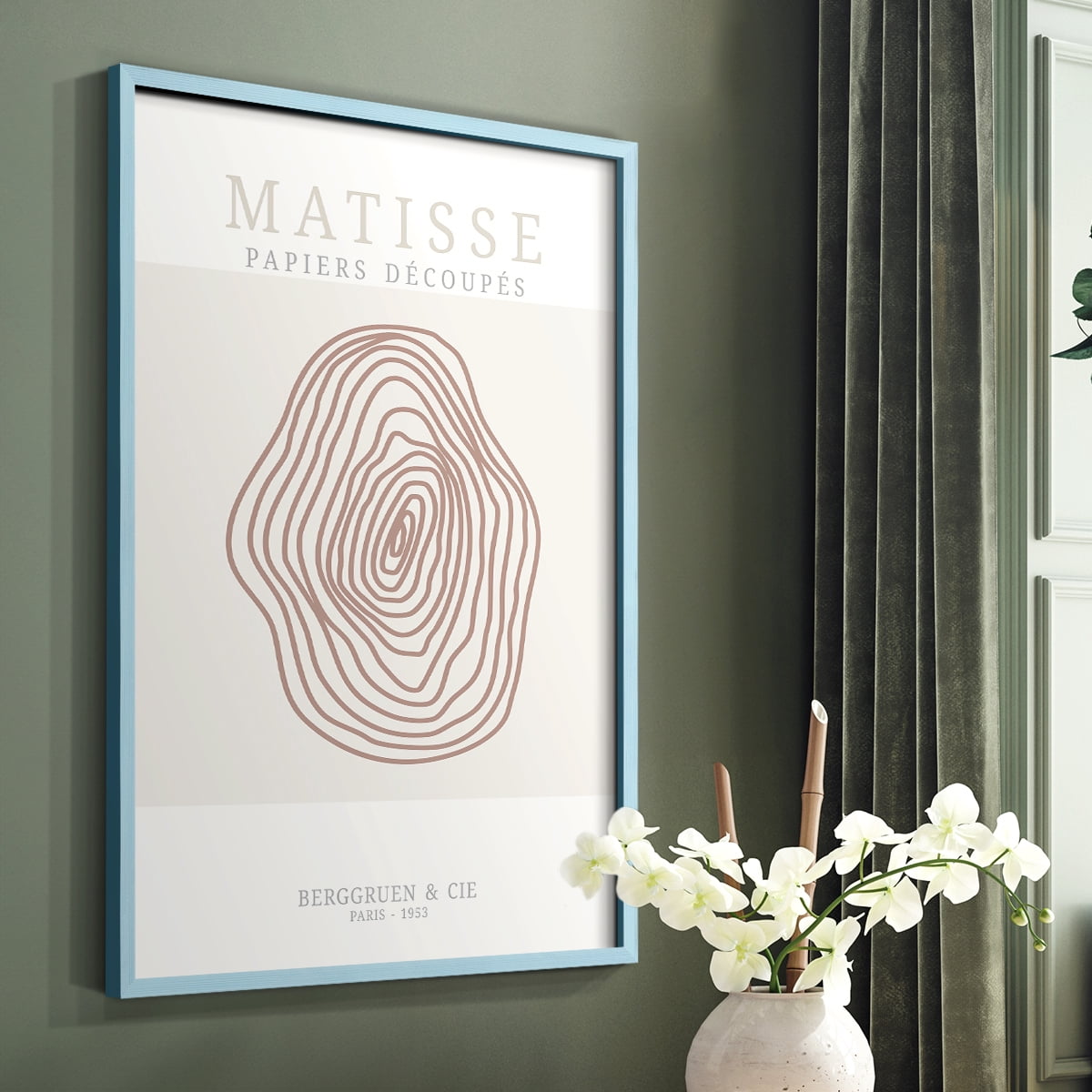 Matisse CDXXXIII in Blue Solid Wood Framed Print No Nail Hanging