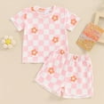 thumbnail image 2 of NOLDARES Toddler Girl Summer Clothes Letter Print Short Sleeve Round Neck T-Shirt with Contrast Color Shorts Outfit(Red,2-3 Years), 2 of 6