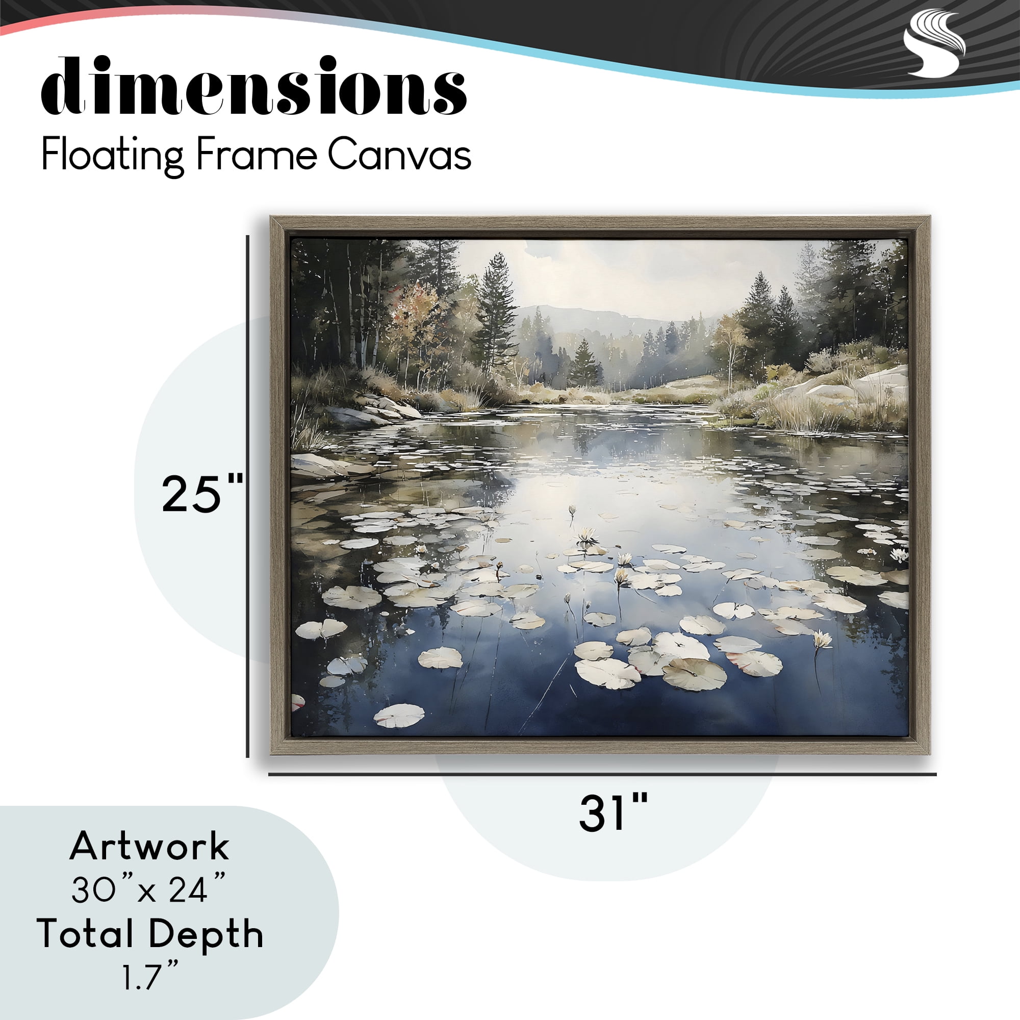 Stupell Industries Still Pond with Morning Reflections Brown Framed Floater Canvas Wall Art, design by Franklyn Gregory