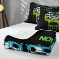thumbnail image 4 of Manfei Boys Soccer Quilt Full, 67 Full Bedspread Sets, LimeGreen Black Cyan, Black Reversible 3pcs, 1 Coverlet and 2 Pillowcases, 4 of 7