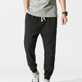 thumbnail image 4 of Mlzmgr Plus Size Men's Joggers M-5XL Cotton Linen Breathable Pants Drawstring Elastic Waist Casual Running Pants, 4 of 5