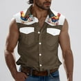 thumbnail image 4 of Camisas de Cuello para los Hombres de Moda Casual Imprimir Turndown Cuello sin Mangas Bolsillos Deportivos Tanque, Ligero Top de Verano, 4 of 5