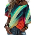 thumbnail image 3 of Neon Geometry Ruffle Short Sleeve T-Shirt V Neck Shirts Pattern Cute Tops Casual Tee Neon Neonlights Love Neonsigns Neonsign, 3 of 4