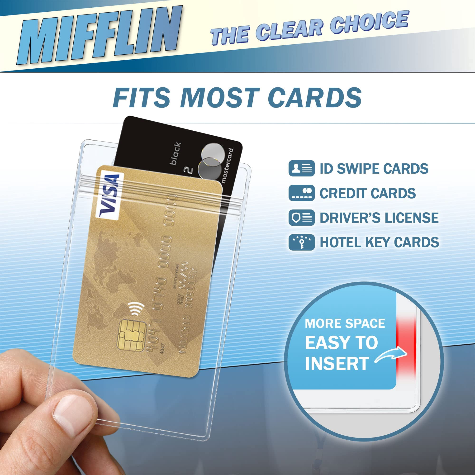 MIFFLIN 3x4 inch Clear Vertical ID Badge Holders, 100 Pack (US Company)