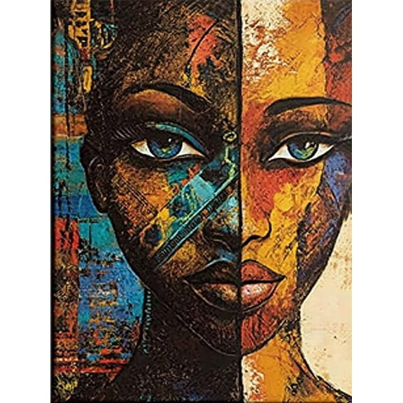 Abstract African Woman Portrait Decorative Painting/Canvas Art,Suitable for Living Room,Bedroom,Office,Hotel,Dining Room,Bathroom