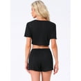 thumbnail image 4 of DARING DIVA Y2K Crop Tops with Shorts Knit Button-Down Pajama Sets S Black, 4 of 7