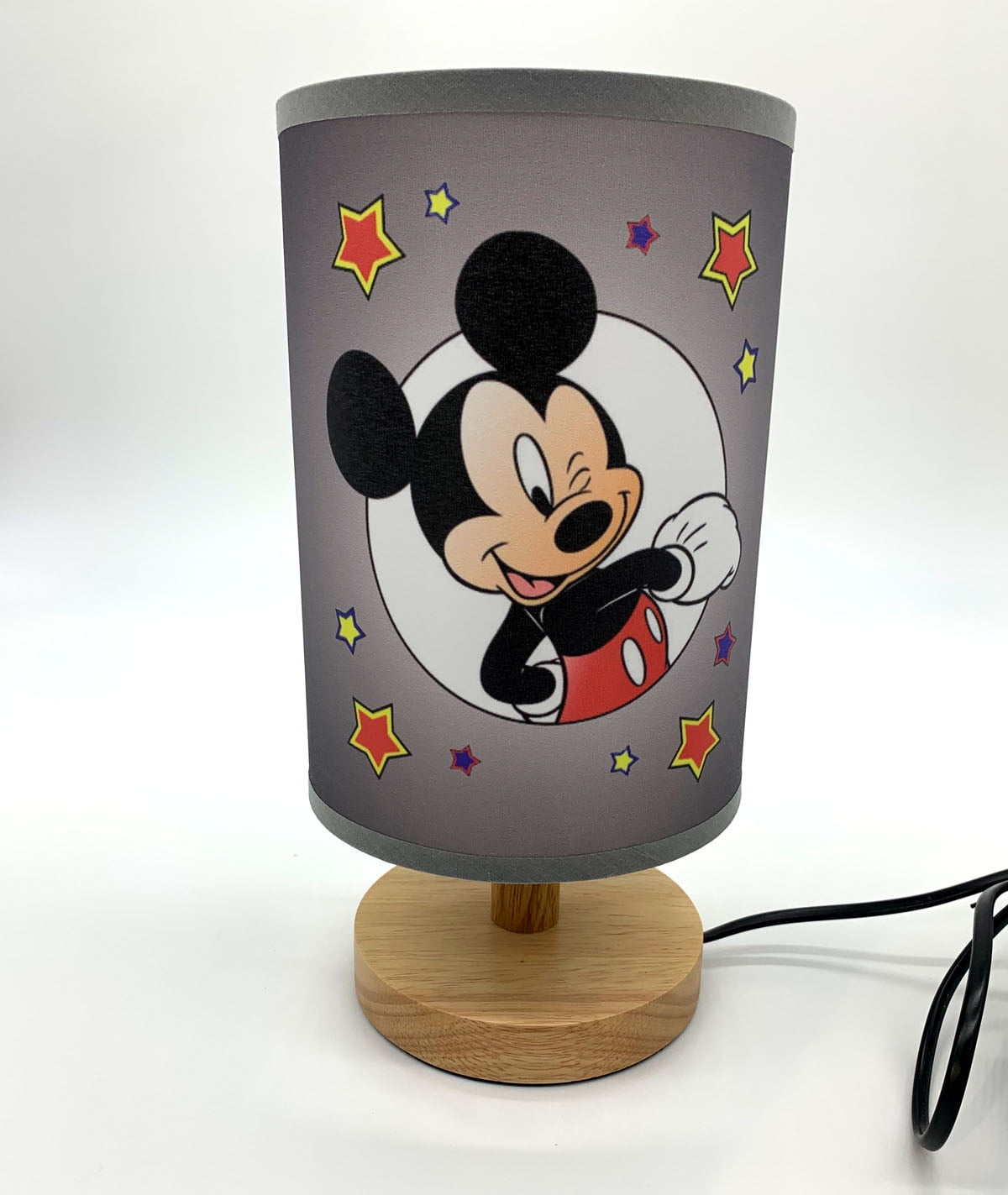 Mickey Table Lamp Night Light Wood Base Room Decoration or Great Gift Ideas